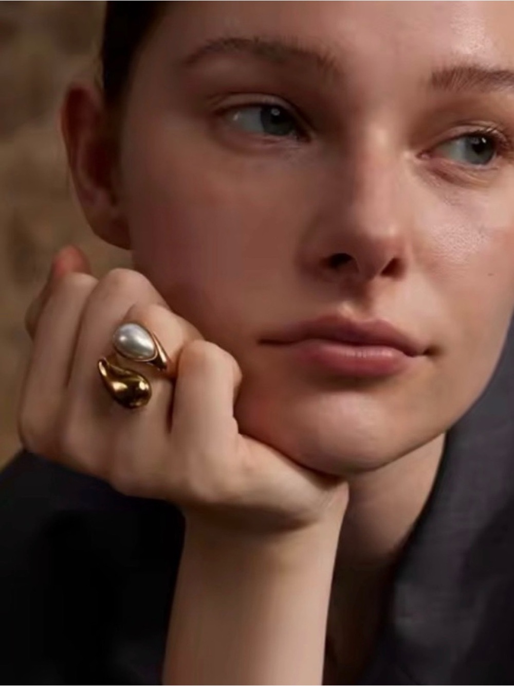Hypoallergenic Waterproof Gold
Pearl Statement Ring - Picture 2 of 5